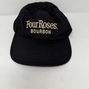 Four Roses Bourbon Black Hat Adult Strapback Embroidered Baseball Dad Cap